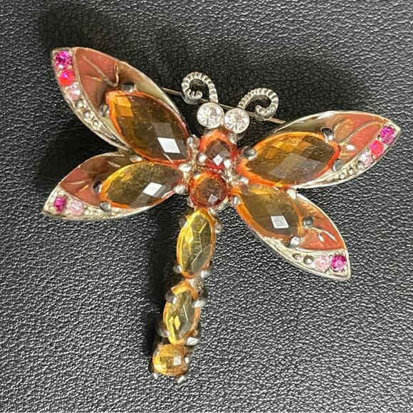 Gorgeous Rhinestone & Enamel Dragonfly Brooch‎ Pin - Picture 1 of 8